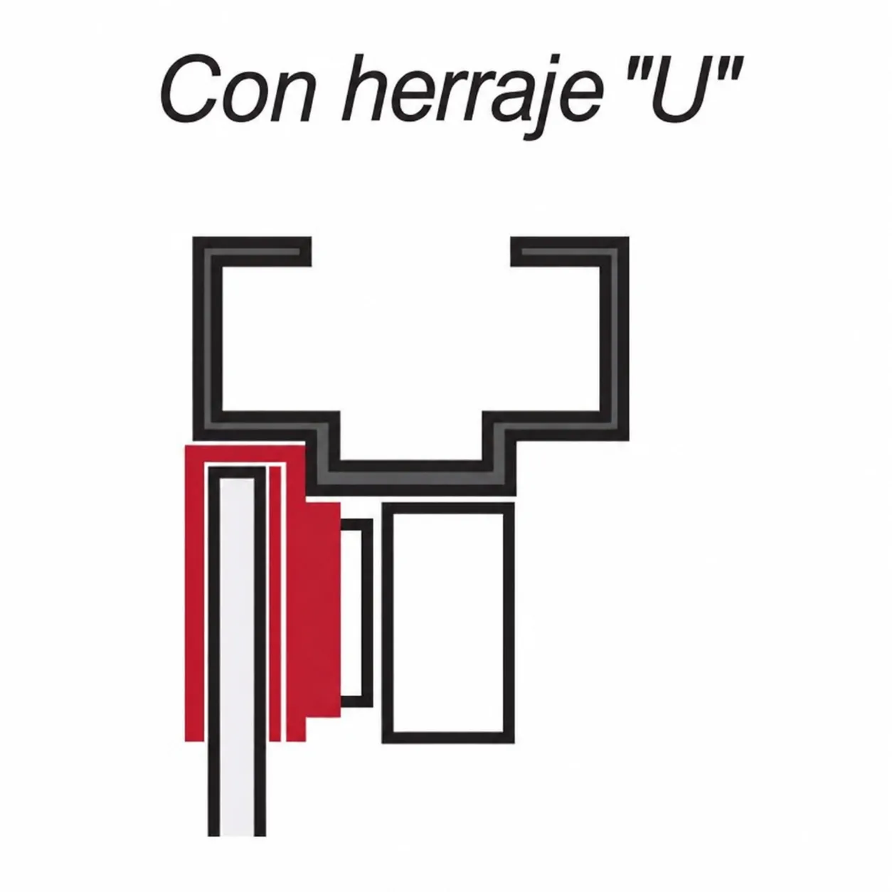 Diagrama técnico con herraje U