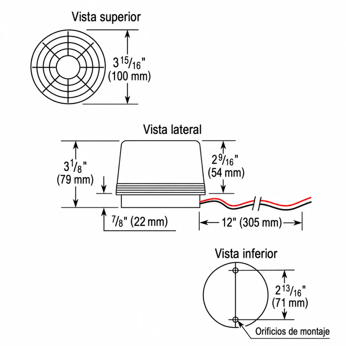 Dimensiones de la luz estroboscópica SL-126Q