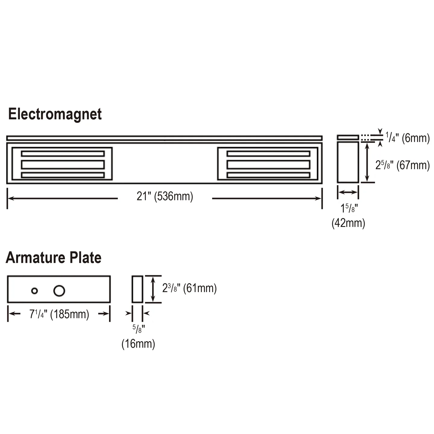 Cerradura Electromagnética Doble 544 kg por Hoja / E-941DA-1K2P